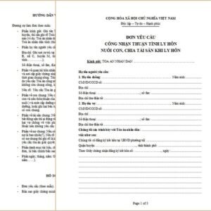 Mẫu đơn ly hôn thuận tình
